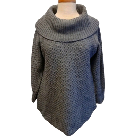 KC Khakis Co Grey 3/4 Sleeve Textured Tunic Sweater Women's SZ Petite L - Picture 1 of 4